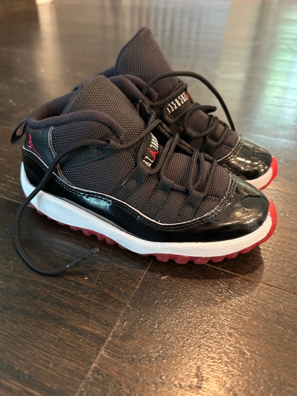Nike Jordan 11 Kids Black, Red & White High-Top Sneakers